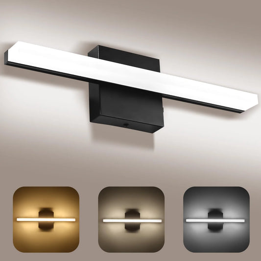 Bathroom Vanity Light Bar — IP44 Mirror Light, Aluminum, Modern Bath Wall Sconce, Black Silver