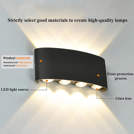 Aluminum Wall Sconce — Up Down Indoor Outdoor Wall Light, Black White, Hallway Bedroom Living Room