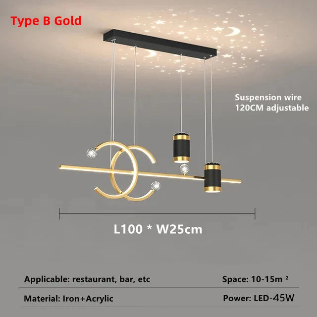 LED Pendant Chandelier — 45W Dimmable Bar Light, Restaurant Kitchen Dining Room Bedroom