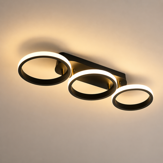 LED Ceiling Light — 3-Color Clover Shape Surface Mount, Black Gold White, Bedroom Corridor