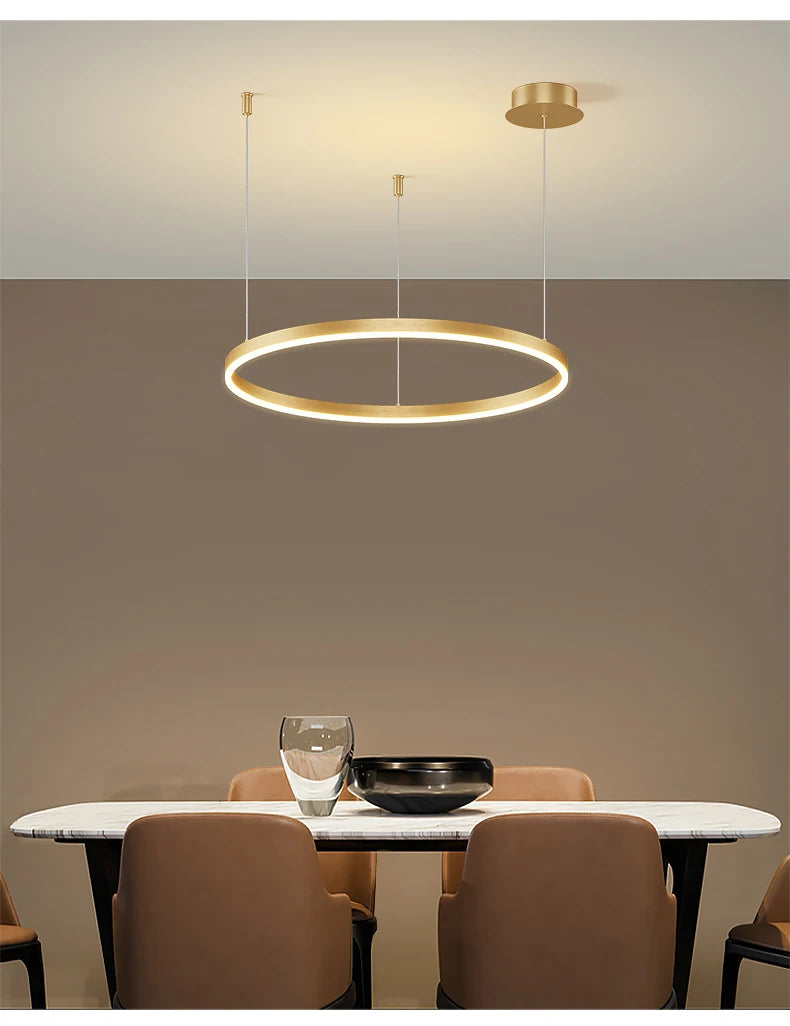 Ring Ceiling Chandelier — Dimmable 3-Color Modern Ceiling Light, Living Room Bedroom Dining Room
