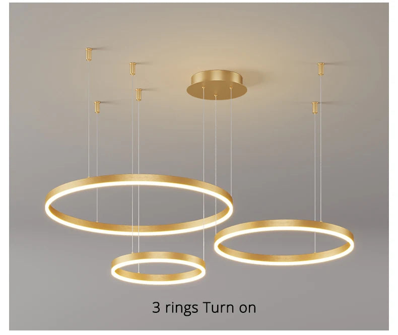 Ring Ceiling Chandelier — Dimmable 3-Color Modern Ceiling Light, Living Room Bedroom Dining Room