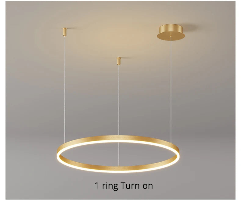 Ring Ceiling Chandelier — Dimmable 3-Color Modern Ceiling Light, Living Room Bedroom Dining Room