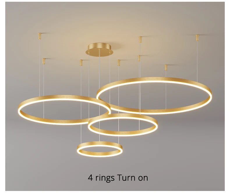 Ring Ceiling Chandelier — Dimmable 3-Color Modern Ceiling Light, Living Room Bedroom Dining Room