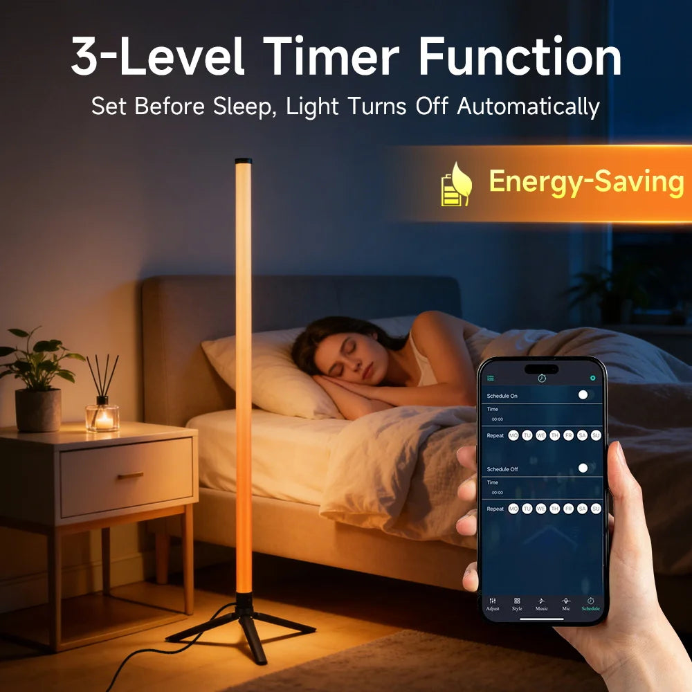Floor Lamp — Dimmable USB Gooseneck Standing Light, RGB & White, Bedroom Living Room
