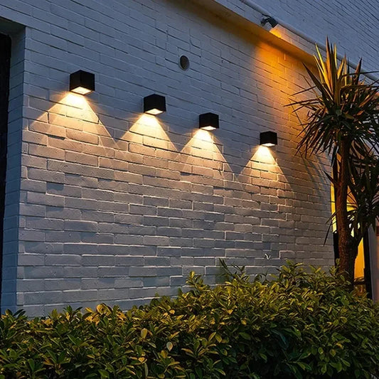 Solar Wall Sconce — Square Outdoor Garden Light, Warm White RGB, IP Waterproof, Porch Fence