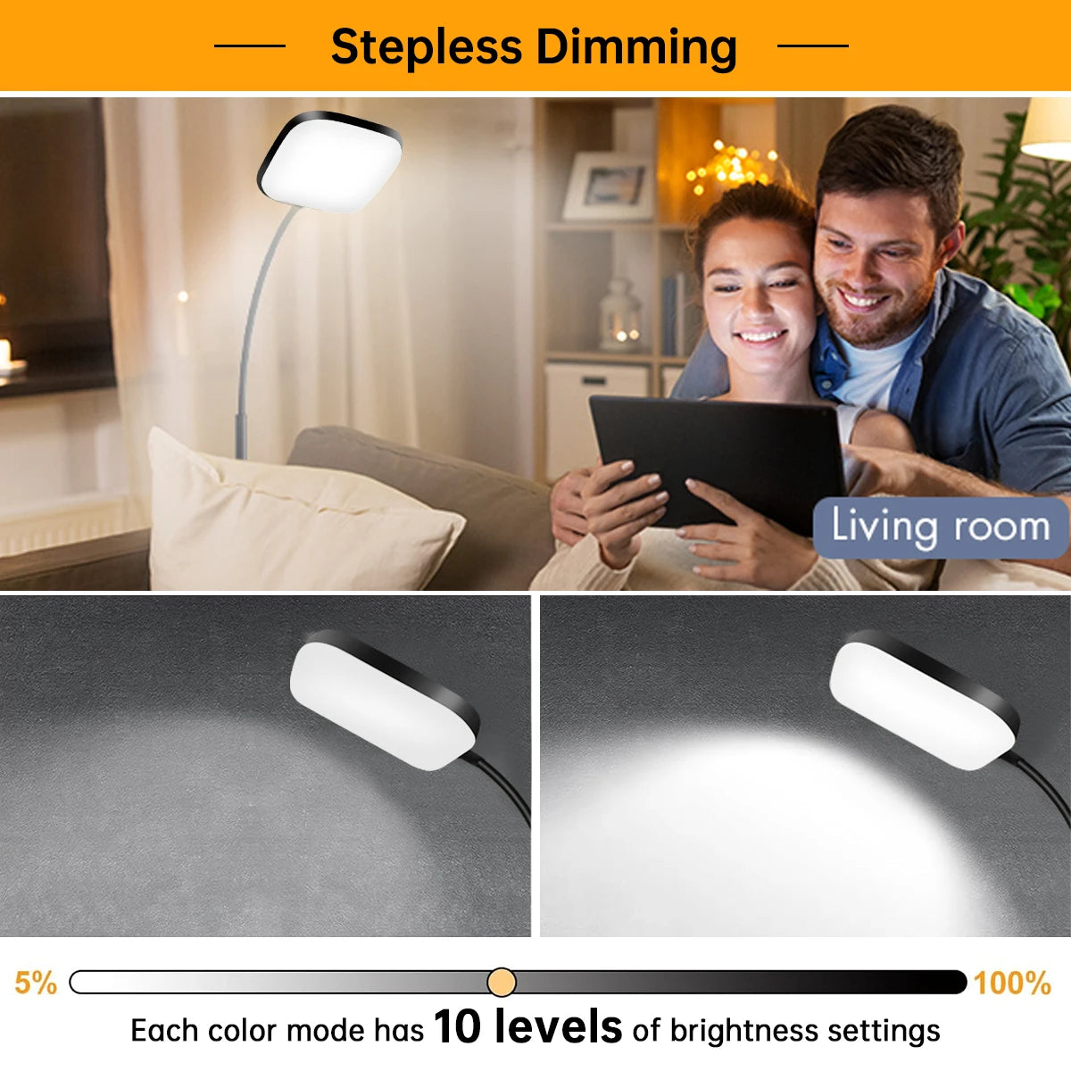 Floor Lamp — 18W Dimmable Gooseneck Reading Light, 2-in-1 Floor & Table Lamp, Adjustable