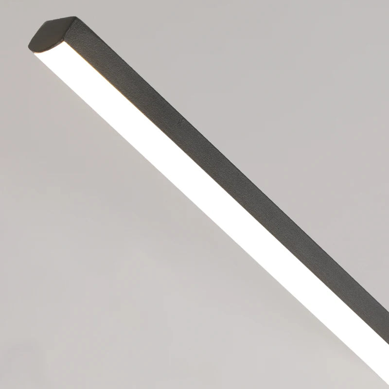 Linear Pendant Light — 26W Dimmable Long Chandelier, Dining Room Kitchen Living Room, Black