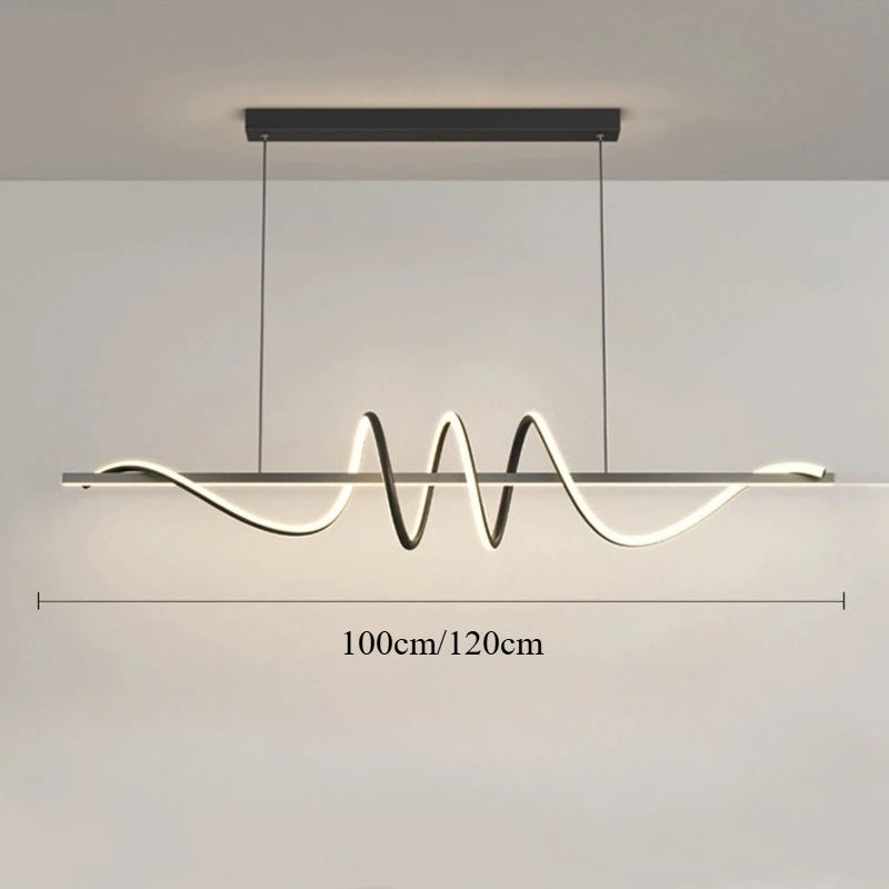 Linear Wavy Pendant Chandelier — Modern Dining Table Light, Bar Living Room Minimalist