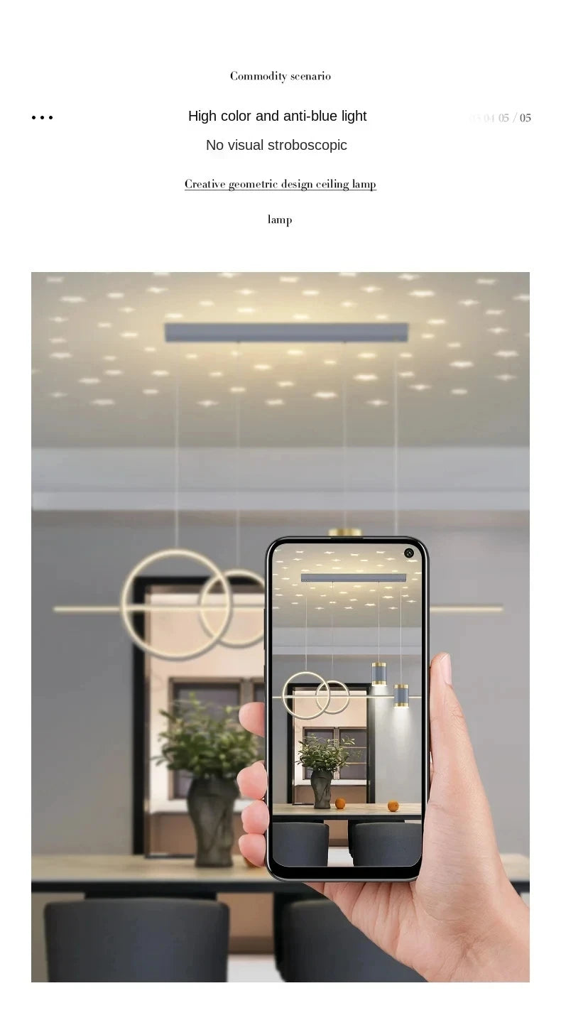 LED Pendant Chandelier — 45W Dimmable Bar Light, Restaurant Kitchen Dining Room Bedroom