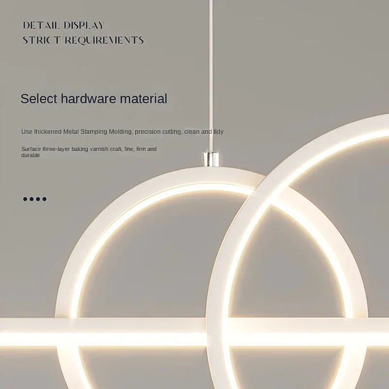Linear Island Pendant Light — Dimmable Kitchen Island Chandelier, Remote Control, White Black