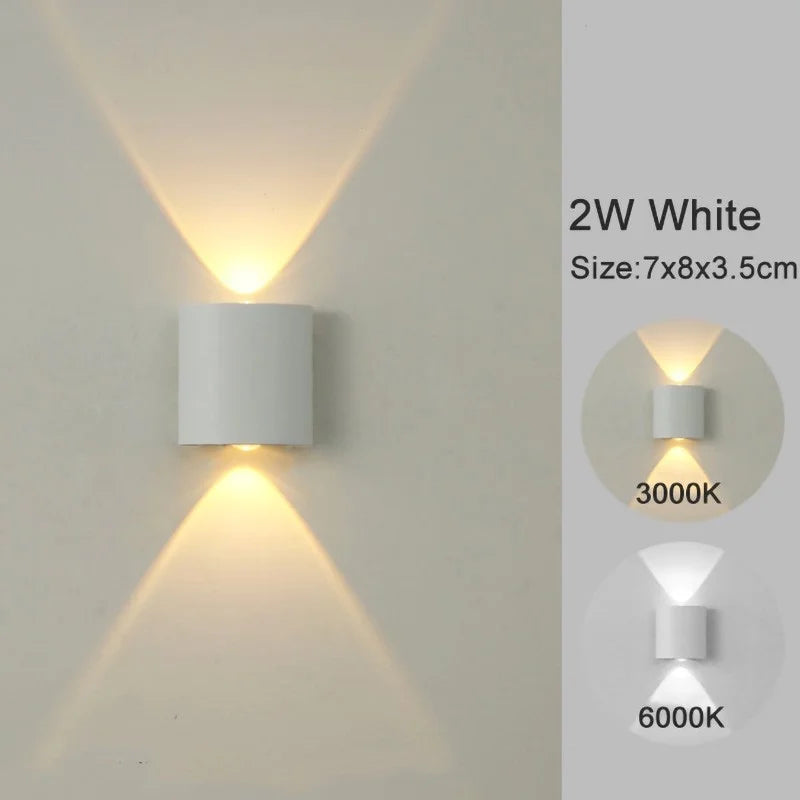 Aluminum Wall Sconce — Up Down Indoor Outdoor Wall Light, Black White, Hallway Bedroom Living Room