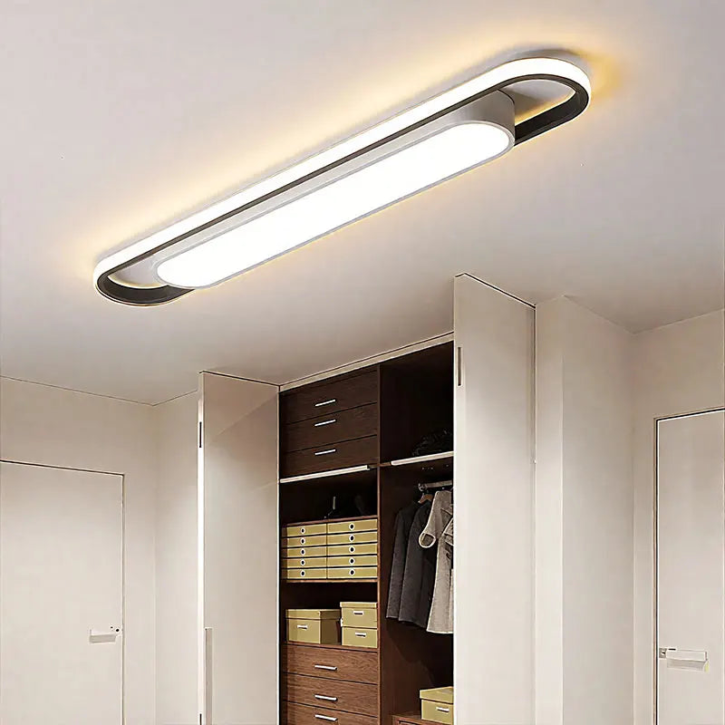LED Ceiling Light — Oval Strip Flush Mount Corridor Light, Ultra Thin, Stairwell Balcony