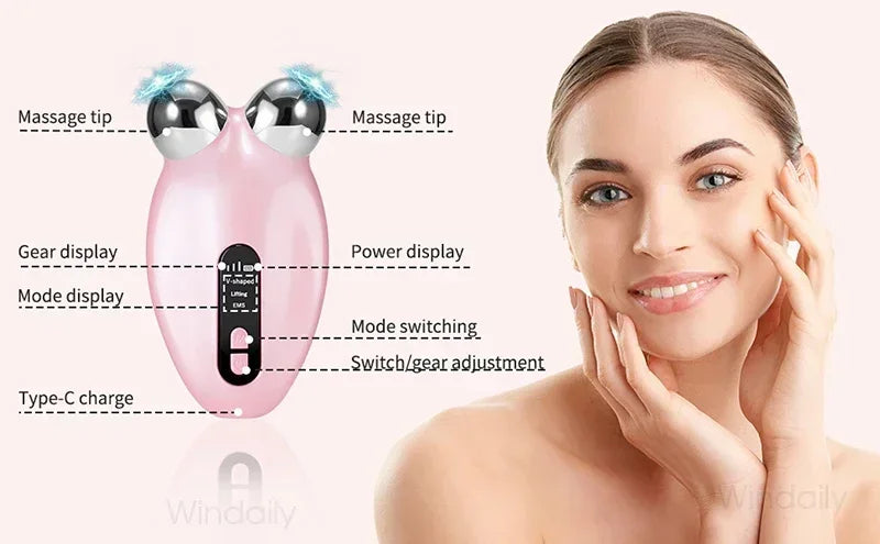 LumaSkin™ V-Face Sculpting Roller – Microcurrent Facial Lifting & Toning Device