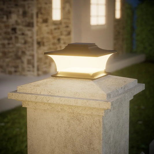 Solar Post Cap Light — Auto On/Off Outdoor Landscape Light, Garden Pathway Fence Patio