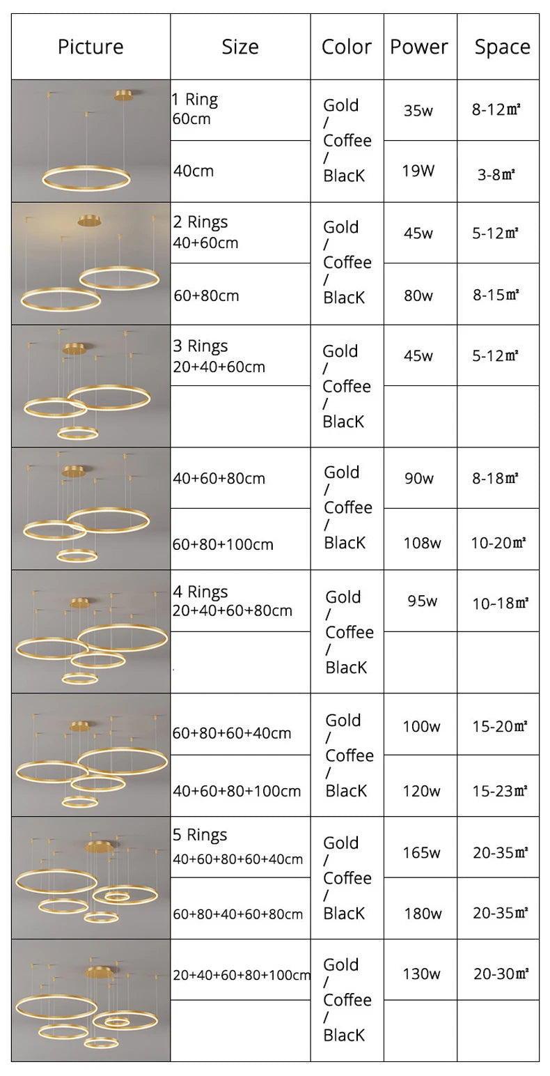 Ring Ceiling Chandelier — Dimmable 3-Color Modern Ceiling Light, Living Room Bedroom Dining Room
