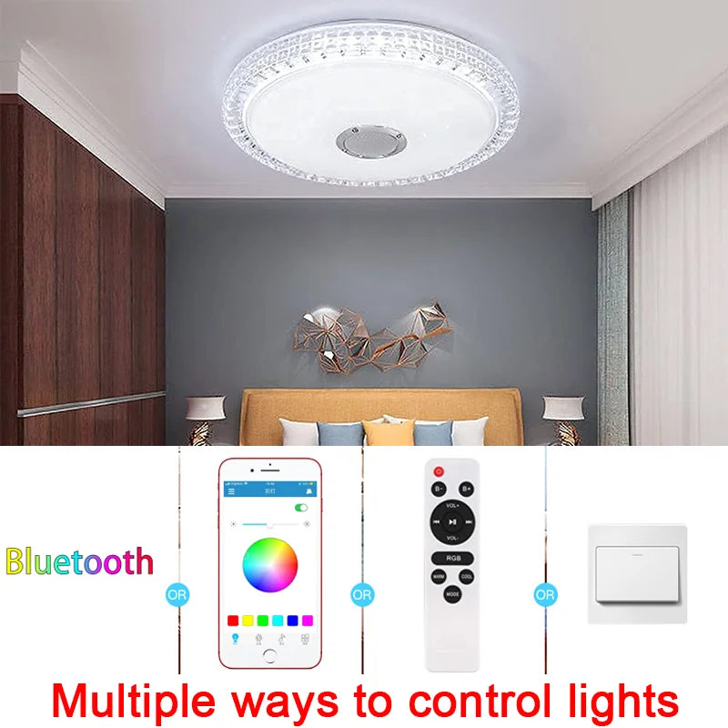 LED Ceiling Light — Smart RGB Bluetooth Speaker, App Control, Dimmable, Music Sync, Living Room Bedroom