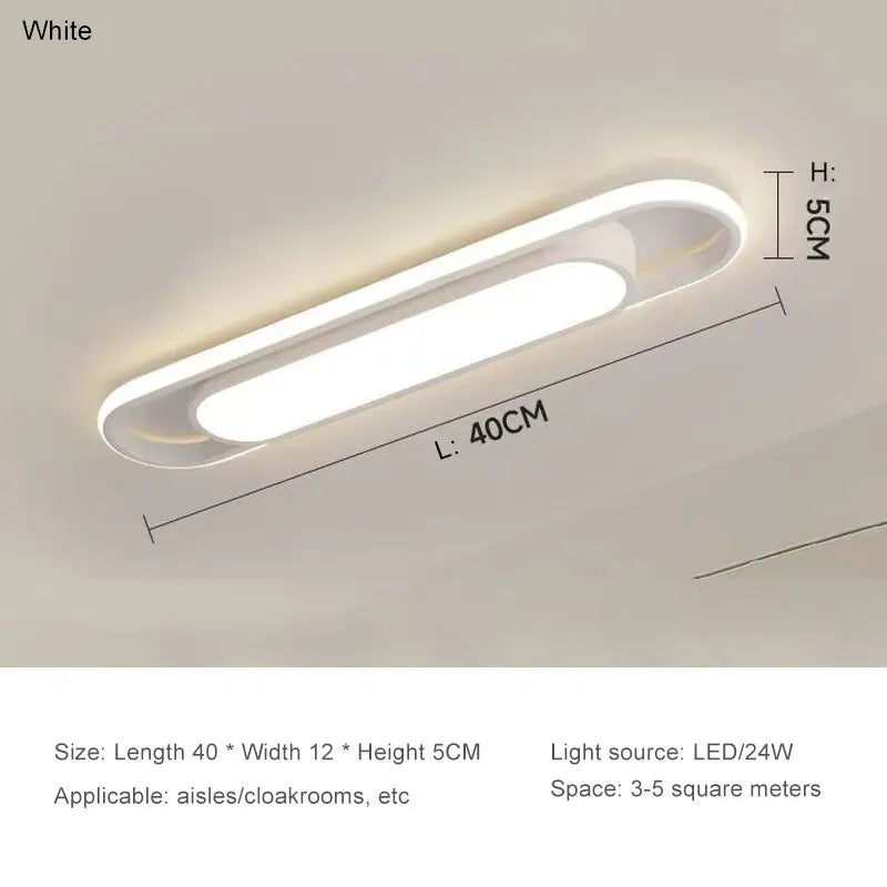 LED Ceiling Light — Oval Strip Flush Mount Corridor Light, Ultra Thin, Stairwell Balcony