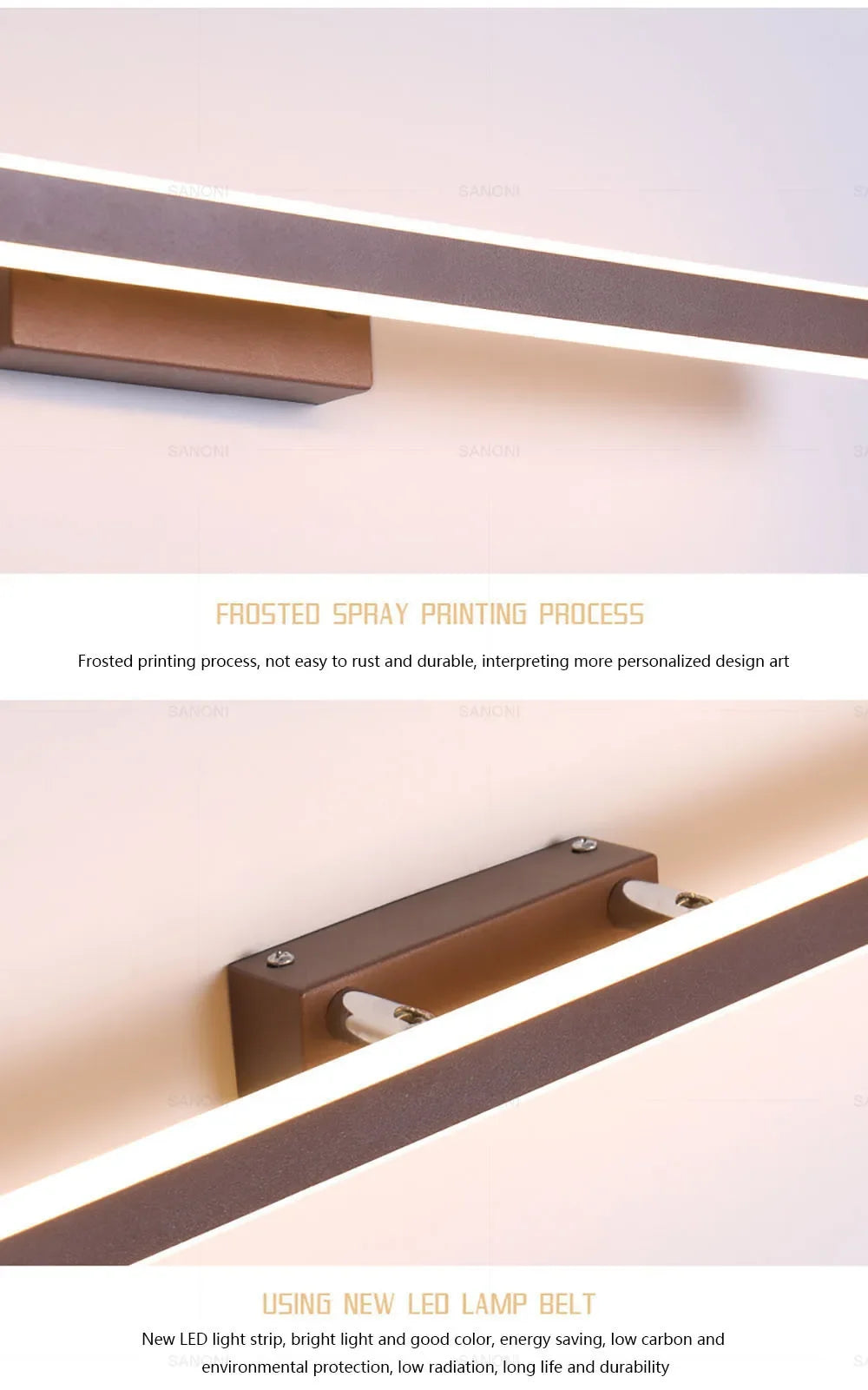 Bathroom Vanity Wall Light — Dimmable Mirror Light, Aluminum, Modern Bathroom Fixture