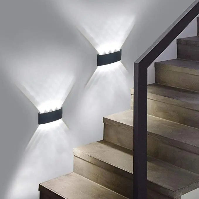 Aluminum Wall Sconce — Up Down Indoor Outdoor Wall Light, Black White, Hallway Bedroom Living Room