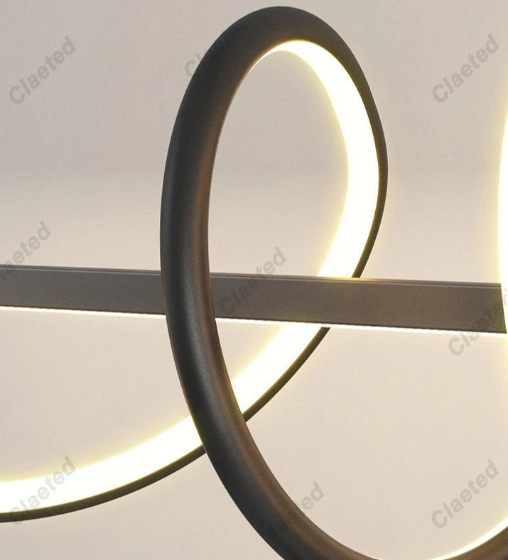 Linear Wavy Pendant Chandelier — Modern Dining Table Light, Bar Living Room Minimalist