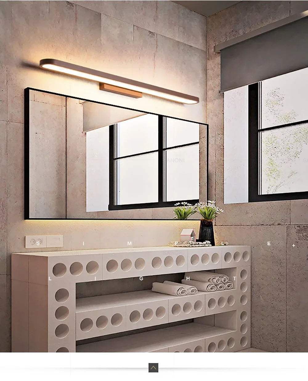 Bathroom Vanity Wall Light — Dimmable Mirror Light, Aluminum, Modern Bathroom Fixture