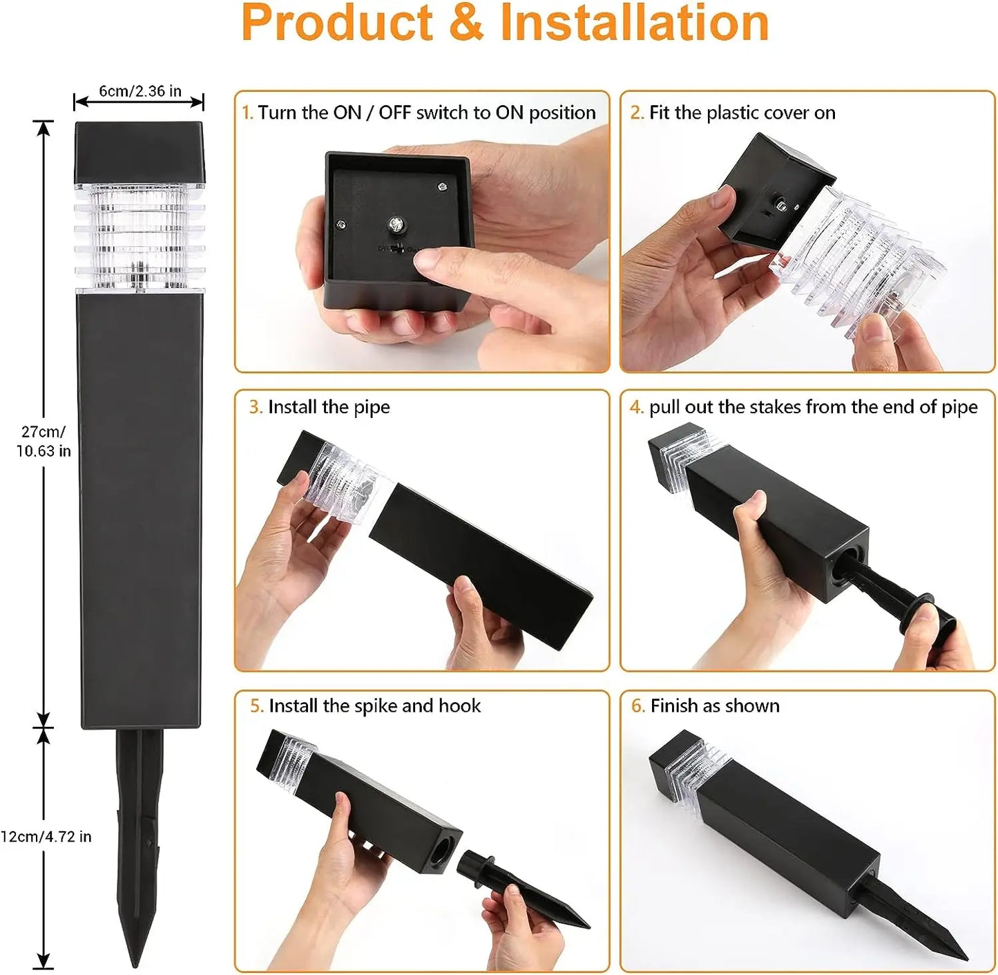 Solar Pathway Lights — IP65 Waterproof Outdoor Garden Stake Lights, Driveway Walkway Yard