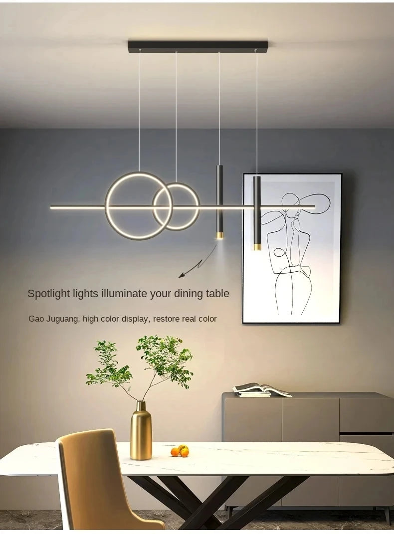 LED Pendant Chandelier — 45W Dimmable Bar Light, Restaurant Kitchen Dining Room Bedroom