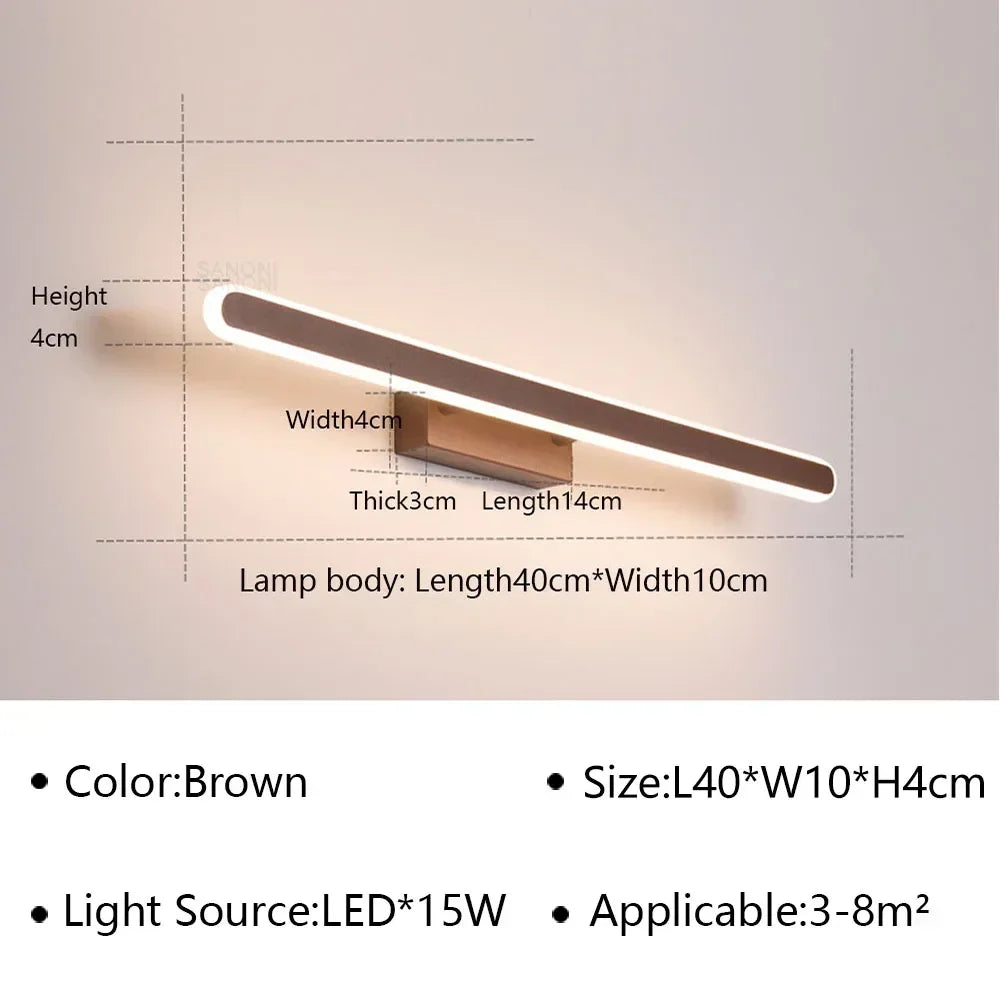 Bathroom Vanity Wall Light — Dimmable Mirror Light, Aluminum, Modern Bathroom Fixture