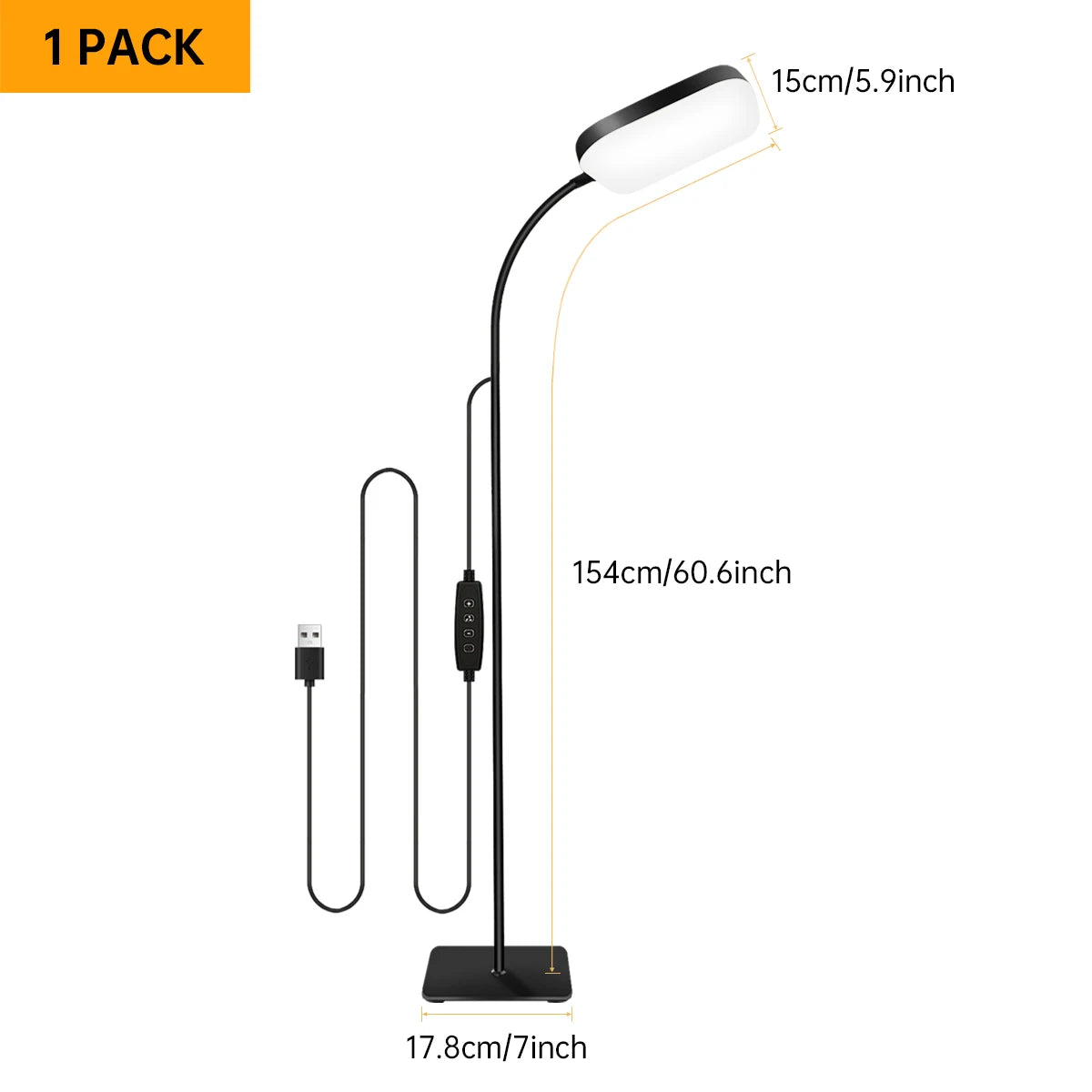 Floor Lamp — 18W Dimmable Gooseneck Reading Light, 2-in-1 Floor & Table Lamp, Adjustable