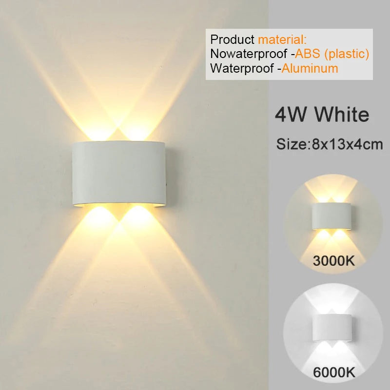 Aluminum Wall Sconce — Up Down Indoor Outdoor Wall Light, Black White, Hallway Bedroom Living Room