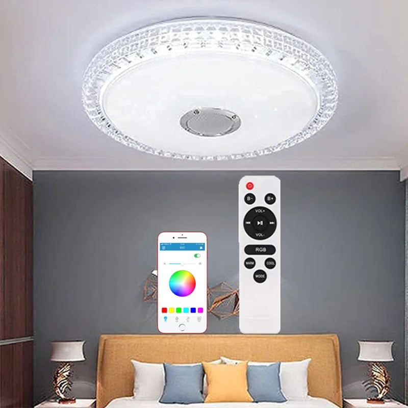LED Ceiling Light — Smart RGB Bluetooth Speaker, App Control, Dimmable, Music Sync, Living Room Bedroom