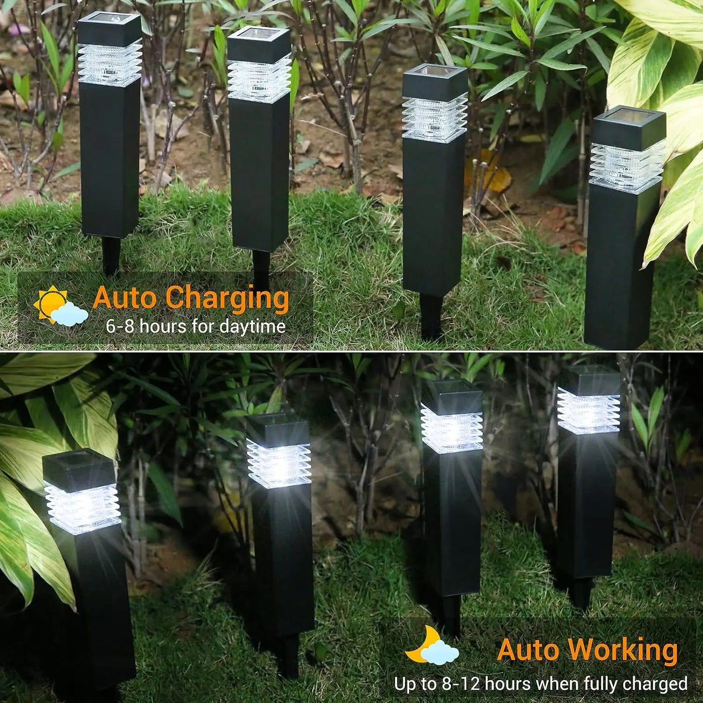 Solar Pathway Lights — IP65 Waterproof Outdoor Garden Stake Lights, Driveway Walkway Yard