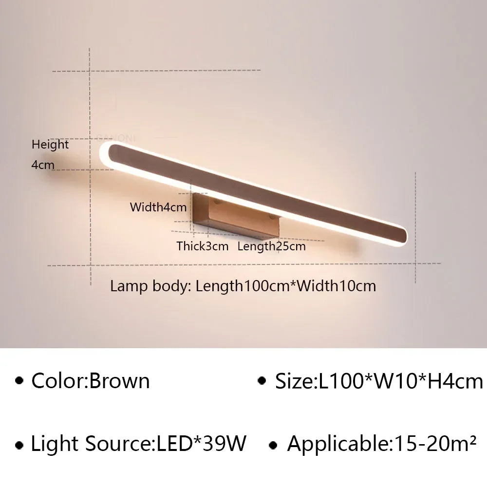 Bathroom Vanity Wall Light — Dimmable Mirror Light, Aluminum, Modern Bathroom Fixture