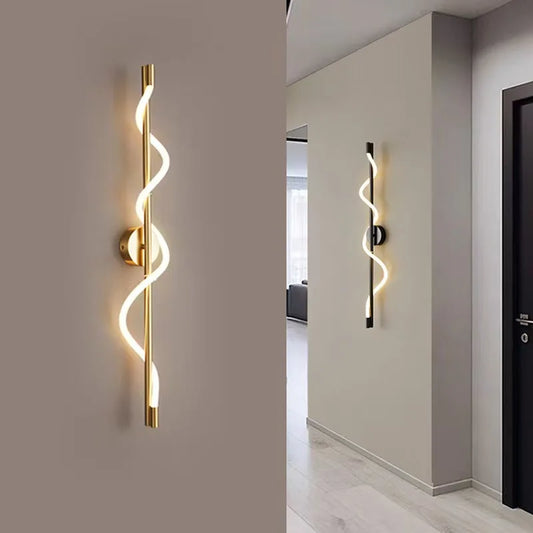 LED Wall Sconce — Italian Minimalist Bedside Lamp, Black Gold White, Living Room Corridor