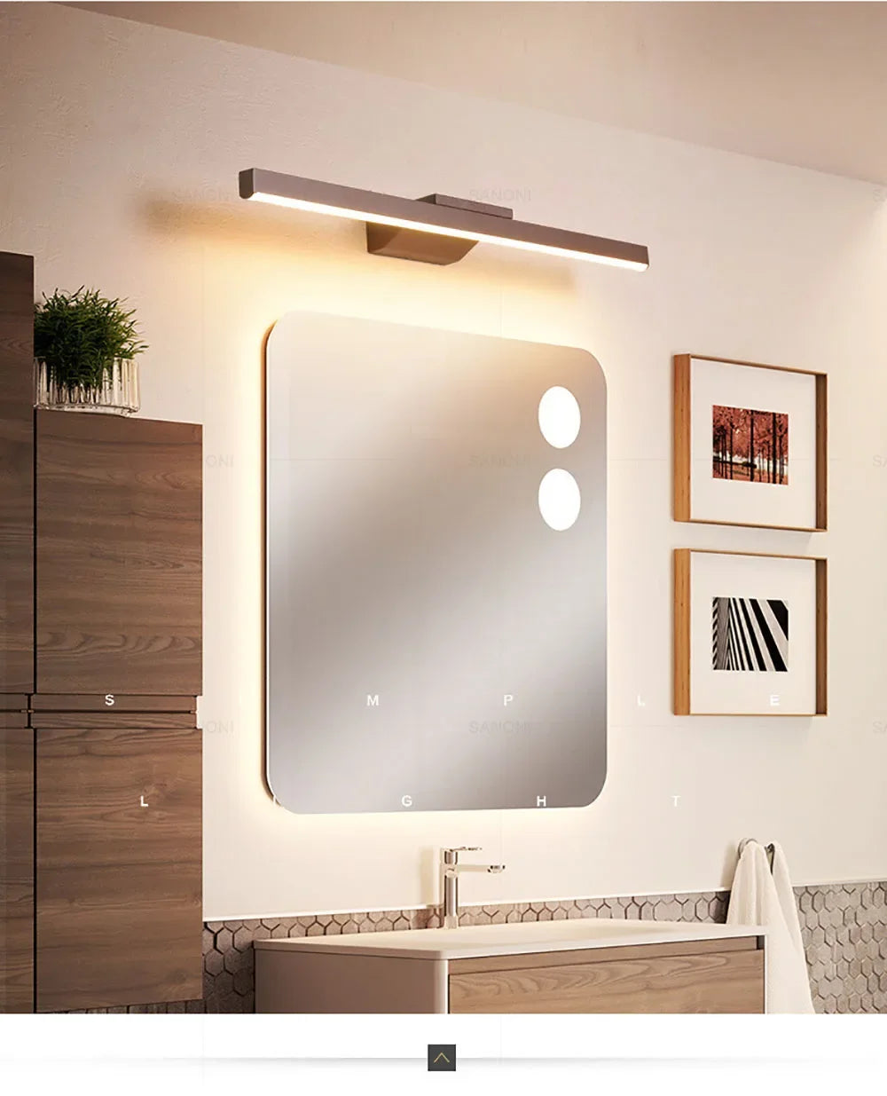 Bathroom Vanity Wall Light — Dimmable Mirror Light, Aluminum, Modern Bathroom Fixture