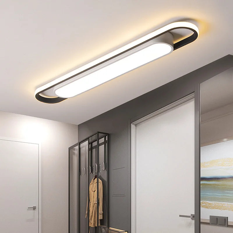 LED Ceiling Light — Oval Strip Flush Mount Corridor Light, Ultra Thin, Stairwell Balcony