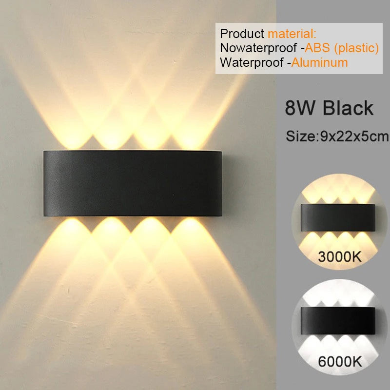 Aluminum Wall Sconce — Up Down Indoor Outdoor Wall Light, Black White, Hallway Bedroom Living Room
