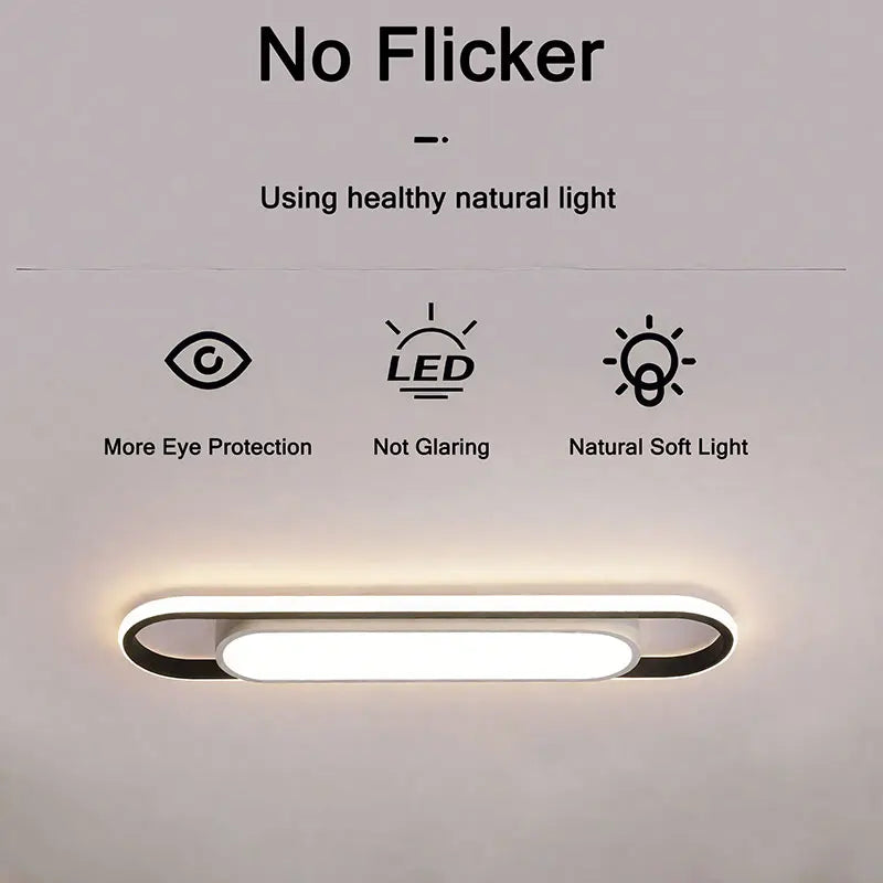 LED Ceiling Light — Oval Strip Flush Mount Corridor Light, Ultra Thin, Stairwell Balcony