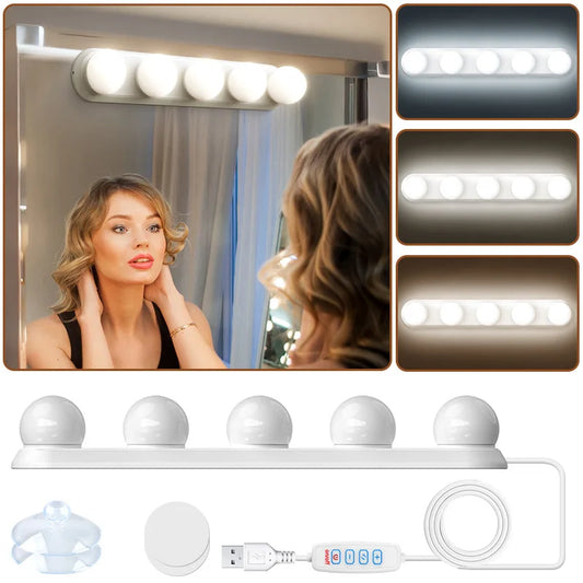 Vanity Mirror Light — USB Dimmable Makeup Lights, 3 Color Temps, Hollywood Style Bathroom