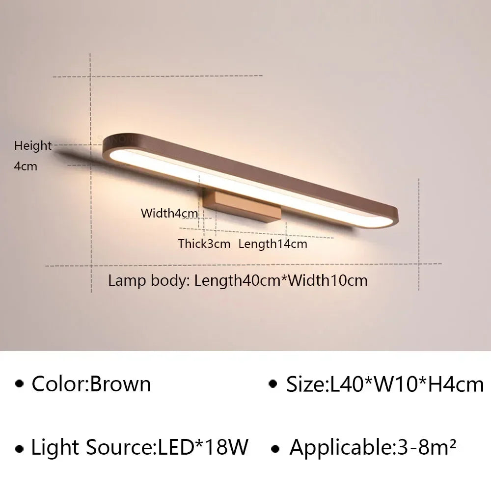 Bathroom Vanity Wall Light — Dimmable Mirror Light, Aluminum, Modern Bathroom Fixture