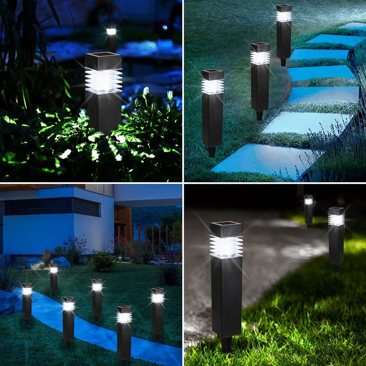 Solar Pathway Lights — IP65 Waterproof Outdoor Garden Stake Lights, Driveway Walkway Yard
