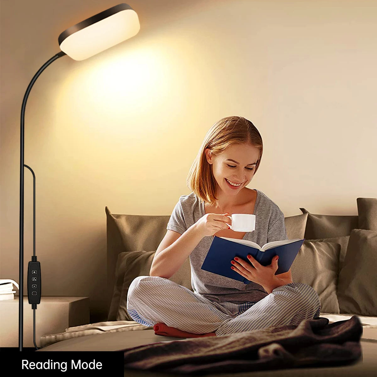 Floor Lamp — 18W Dimmable Gooseneck Reading Light, 2-in-1 Floor & Table Lamp, Adjustable