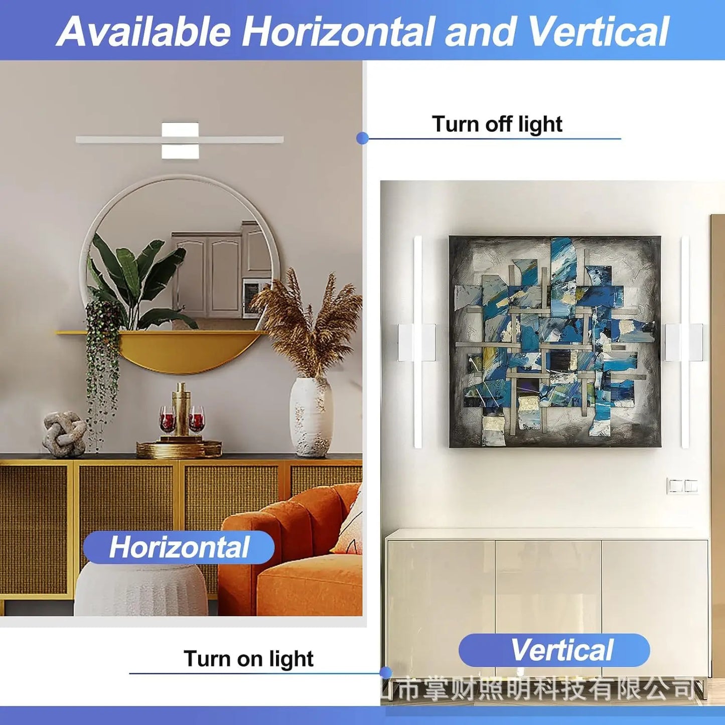 Bathroom Vanity Light Bar — IP44 Mirror Light, Aluminum, Modern Bath Wall Sconce, Black Silver