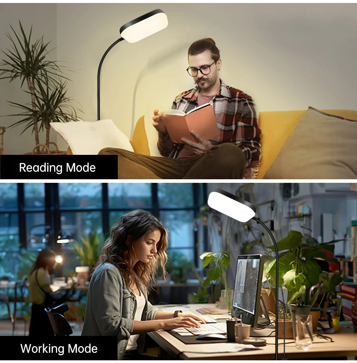 Floor Lamp — 18W Dimmable Gooseneck Reading Light, 2-in-1 Floor & Table Lamp, Adjustable