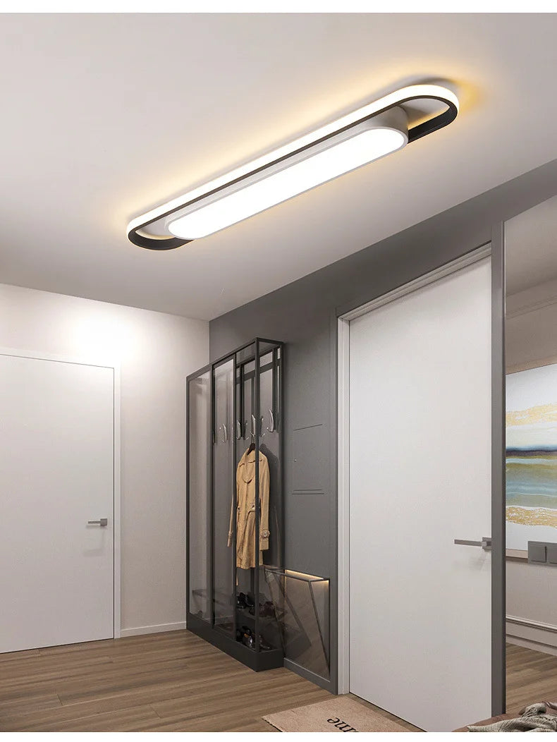 LED Ceiling Light — Oval Strip Flush Mount Corridor Light, Ultra Thin, Stairwell Balcony
