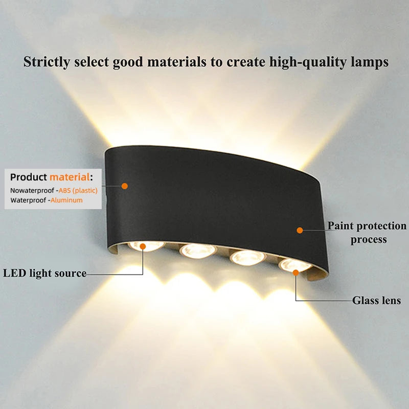 Aluminum Wall Sconce — Up Down Indoor Outdoor Wall Light, Black White, Hallway Bedroom Living Room