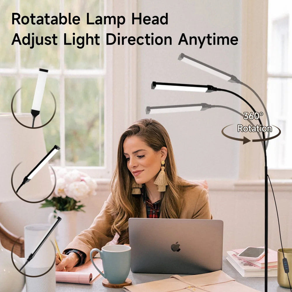 Floor Lamp — Dimmable USB Gooseneck Standing Light, RGB & White, Bedroom Living Room