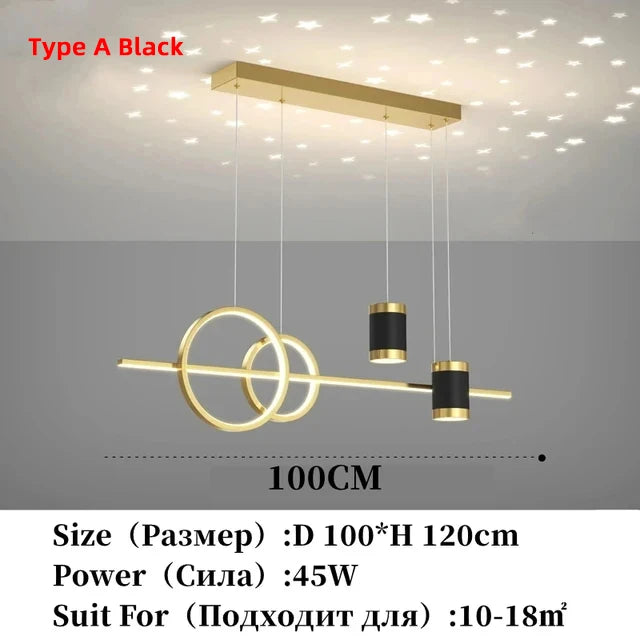 LED Pendant Chandelier — 45W Dimmable Bar Light, Restaurant Kitchen Dining Room Bedroom