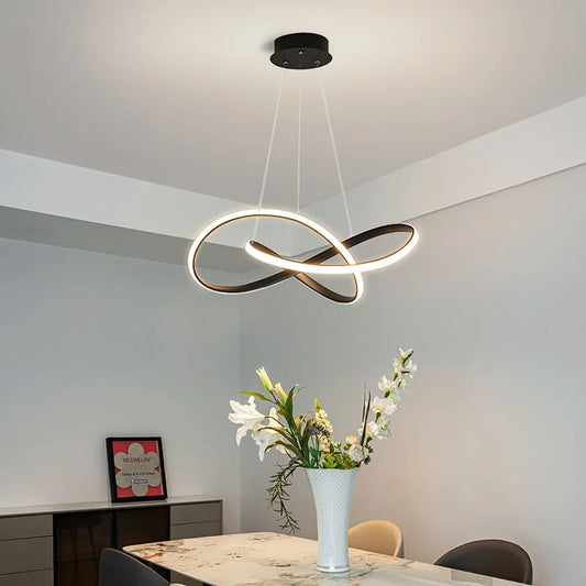 LED Ceiling Chandelier — 48W Dimmable 3-Color Semi Flush Mount, Dining Room Bedroom Living Room